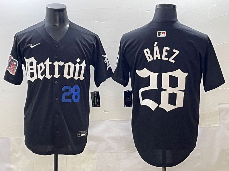 Men 2025 Detroit Tigers #28 Baez Black Five generations Joint Name Nike MLB Jersey style 12